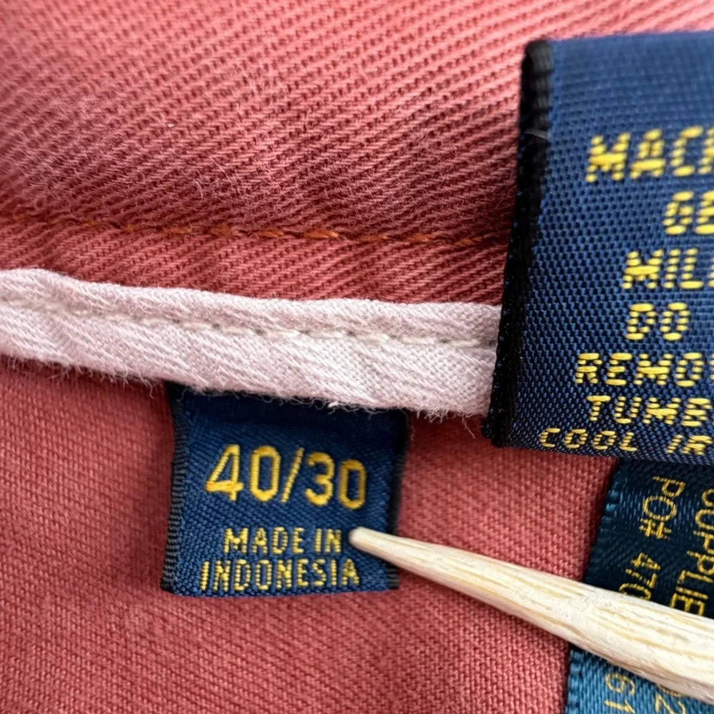 Polo Ralph Lauren Mens Salmon Red Stretch Cotton Straight Leg Pants 41x30